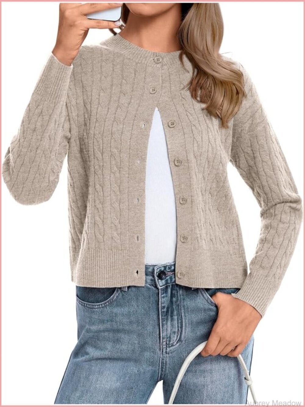Cropped Cardigan Sweater for Women Lightweight Open Front Long Sleeve Knit